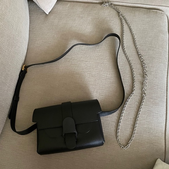 Senreve Handbags - Senreve Black Aria Belt Bag with Silver chain